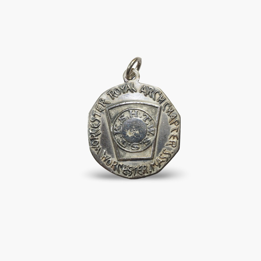 Vintage Masonic Sterling Pendant Worcester Royal Arch Chapter Mass Silver Charm
